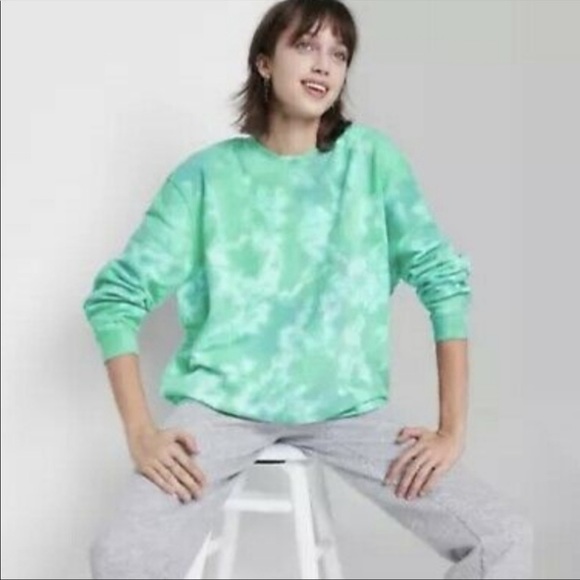 wild fable | Tops | Wild Fable Green Tie Dye Oversized Sweatshirt Xs |  Poshmark